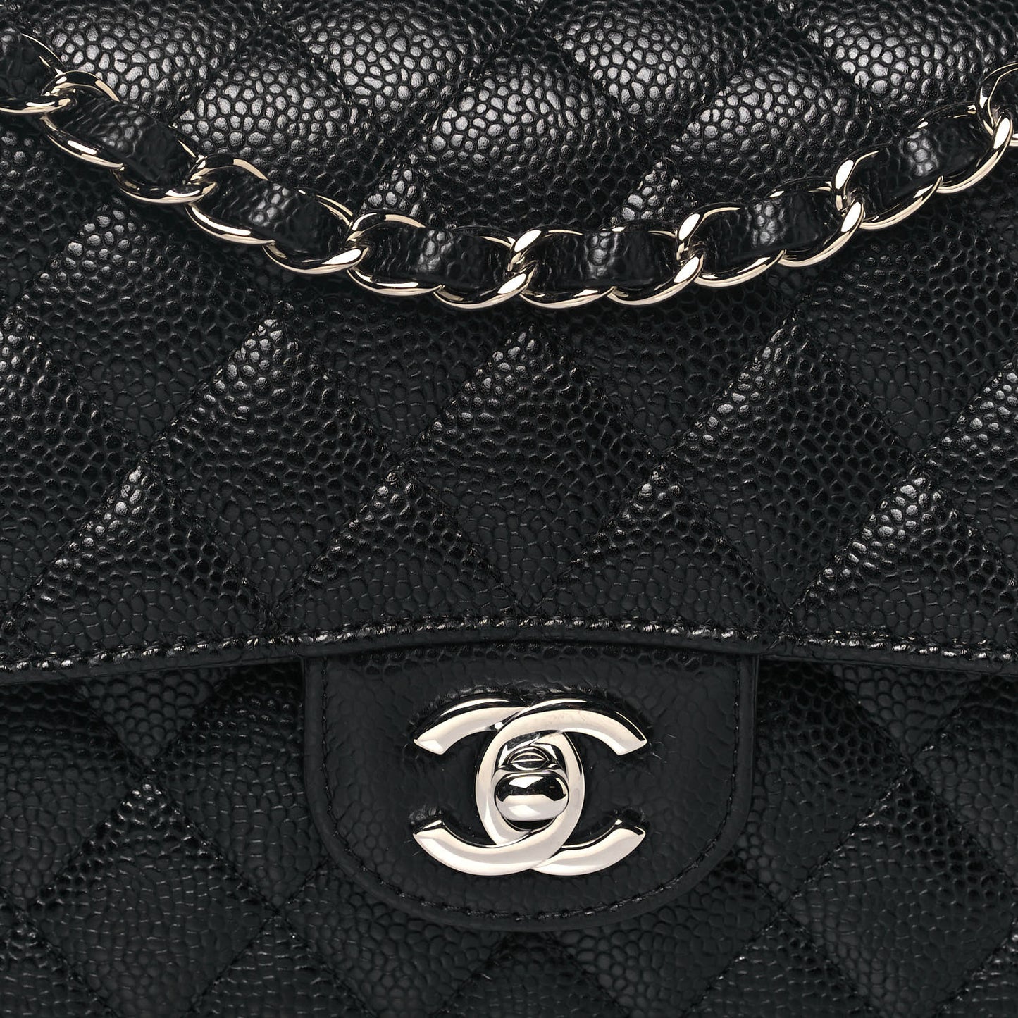 Caviar Quilted Medium Double Flap Black