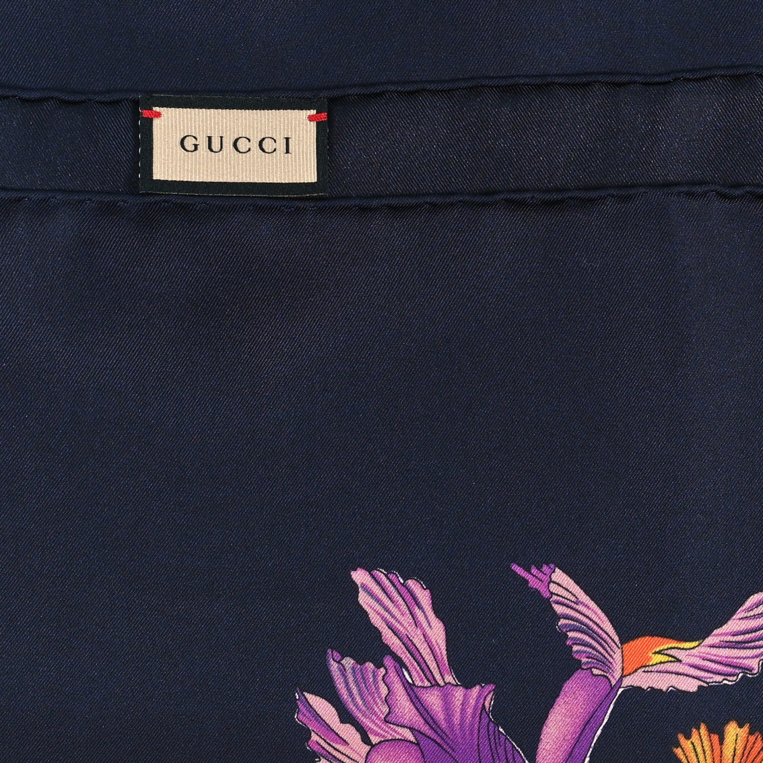 Gucci Silk Twill Flora GG Square Scarf Royal Blue 2 of 3