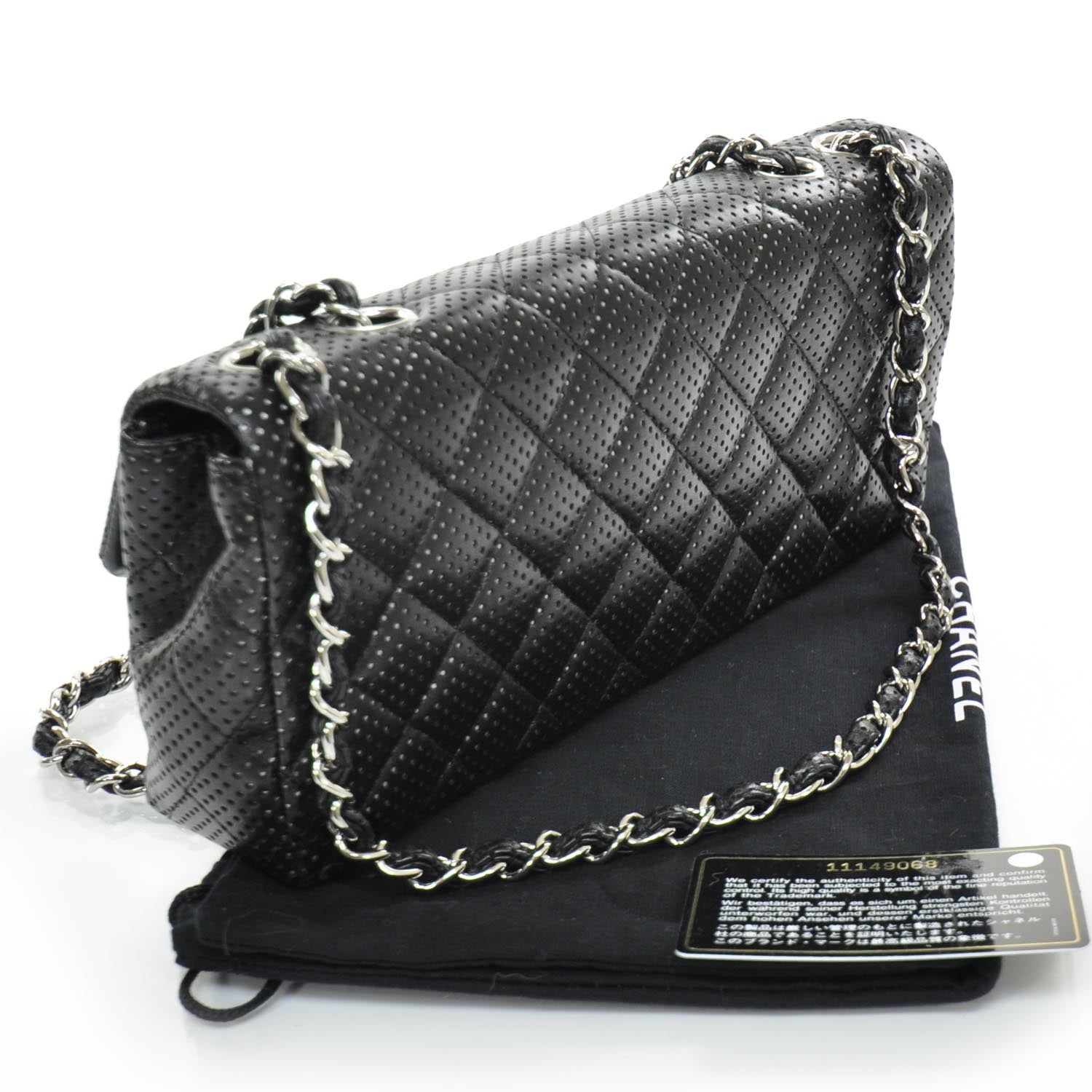 Chanel Lambskin Perforated East West Flap Black 3 of 11
