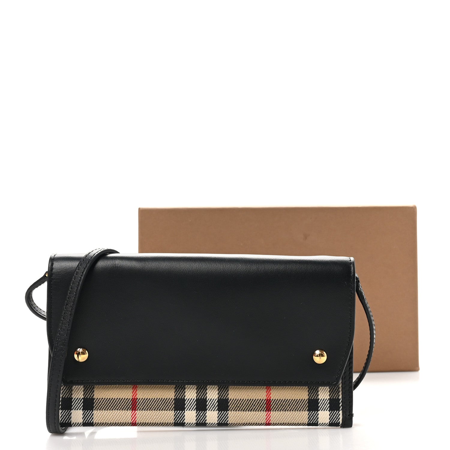 Burberry Calfskin Vintage Check Phone Pocket Crossbody Archive Beige Black 10 of 10