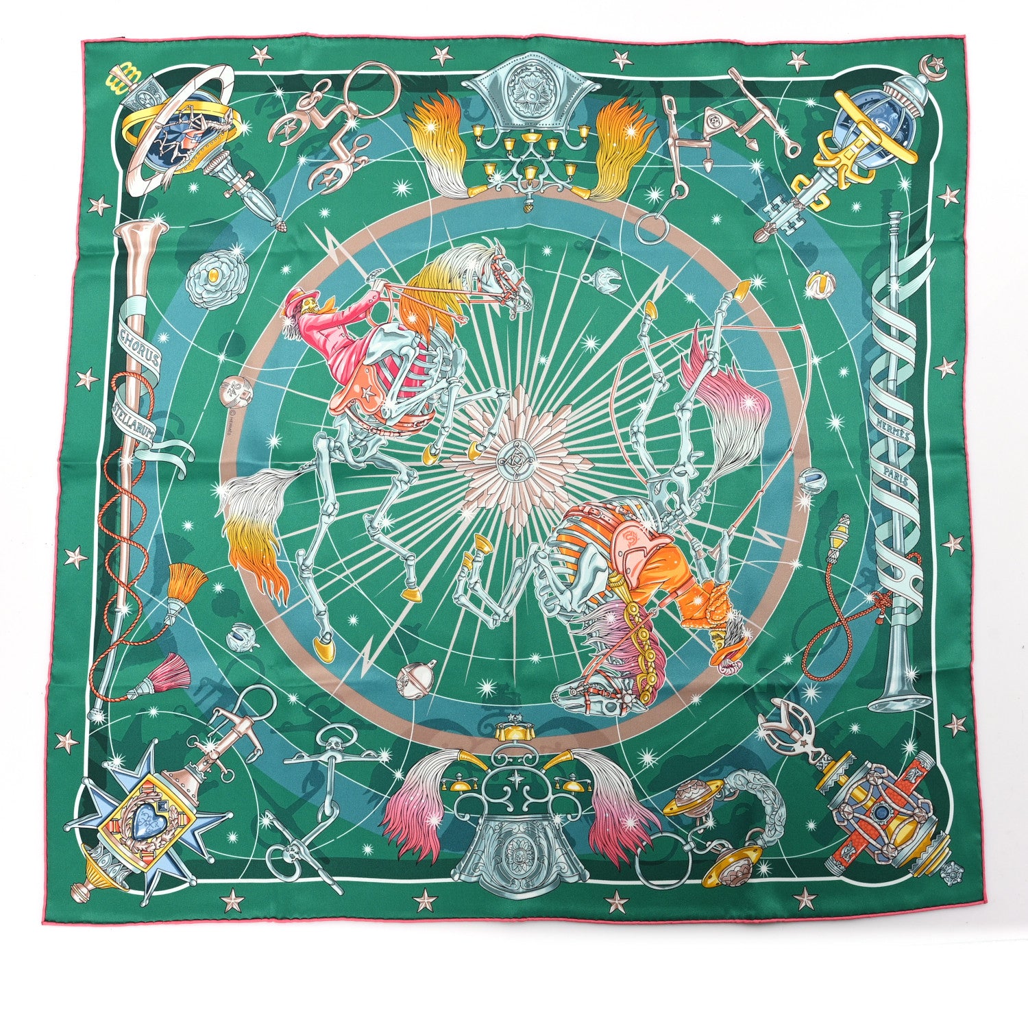 Hermes Silk Chorus Stellarum Scarf 70 Vert Vif Rose Multicolor 5 of 5
