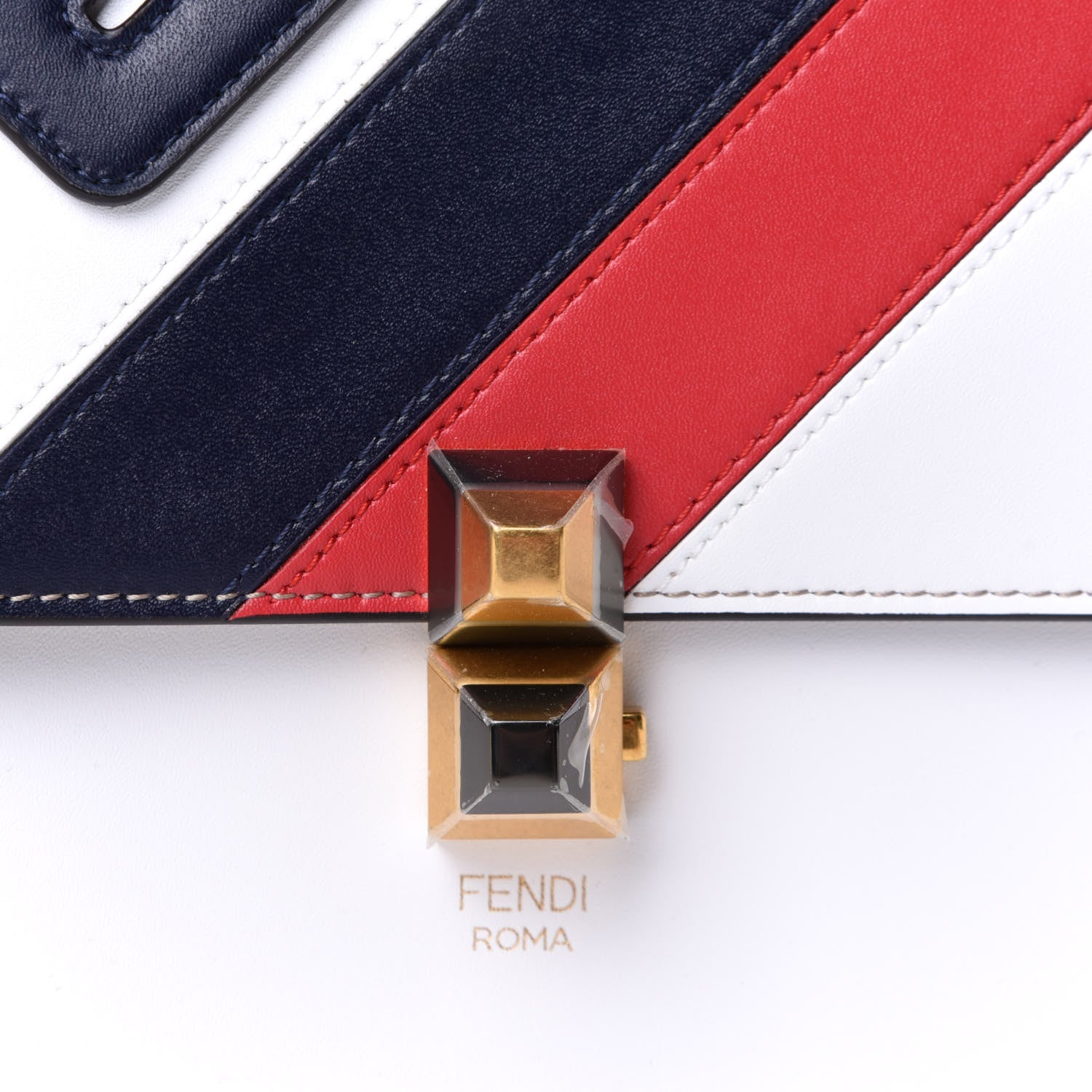 Fendi X FILA Vitello Liberty Mania Bi-Color FF 1974 Embossed Kan I Shoulder Bag White Nebula Multicolor 8 of 10