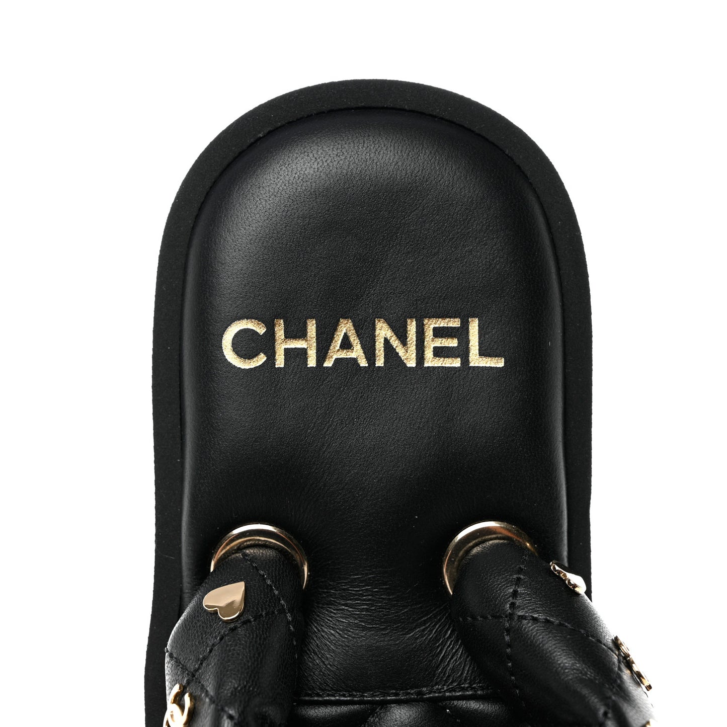 Lambskin Quilted Padded Charms Thong Sandals 38 Black