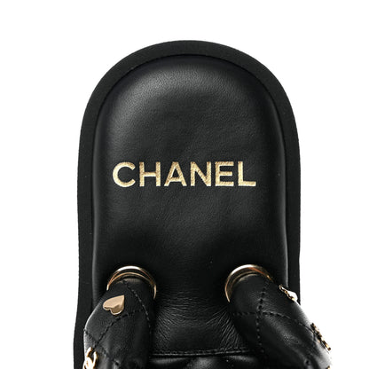 Chanel Lambskin Quilted Padded Charms Thong Sandals 38 Black 7 of 10