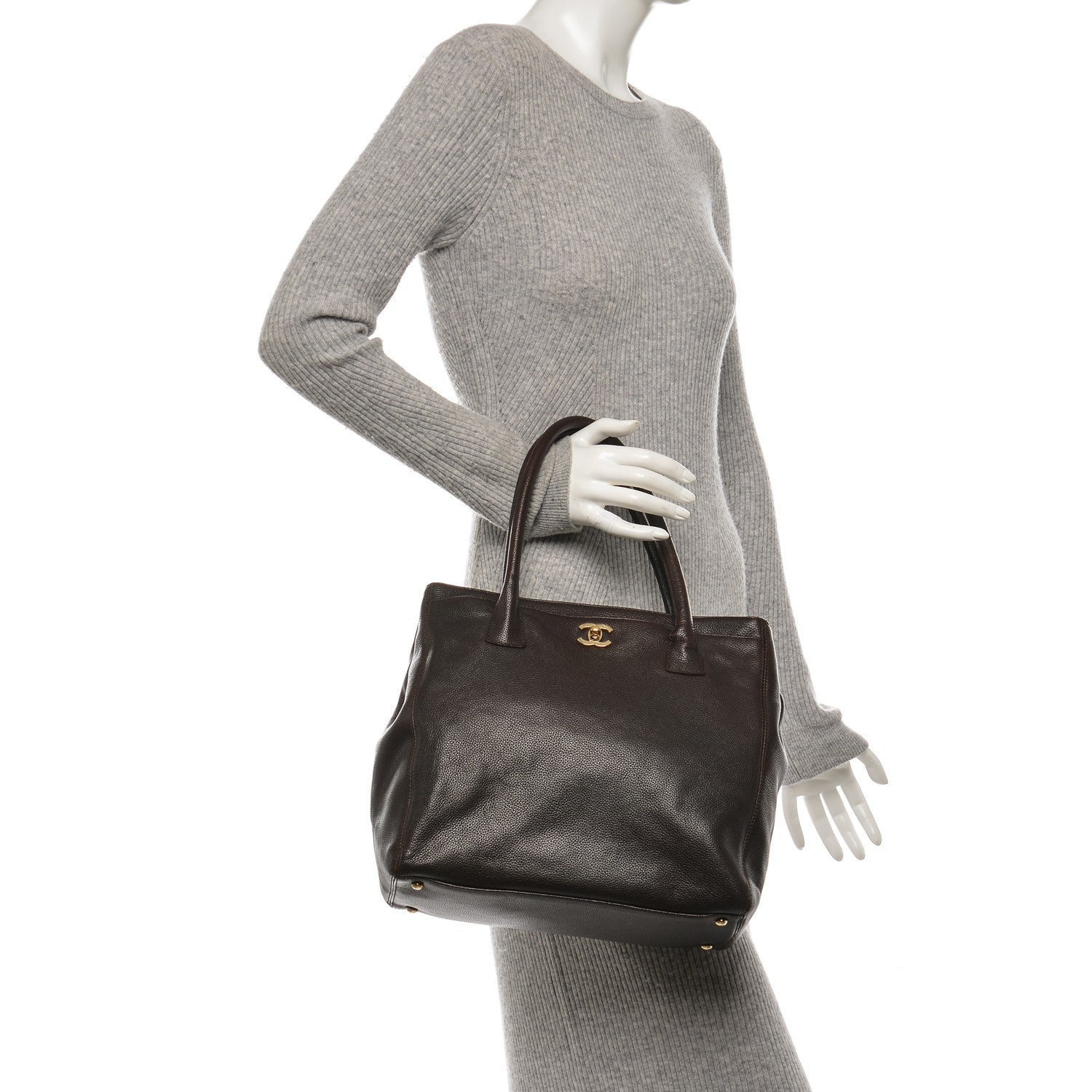 Chanel Calfskin Tall Cerf Tote Brown 2 of 7