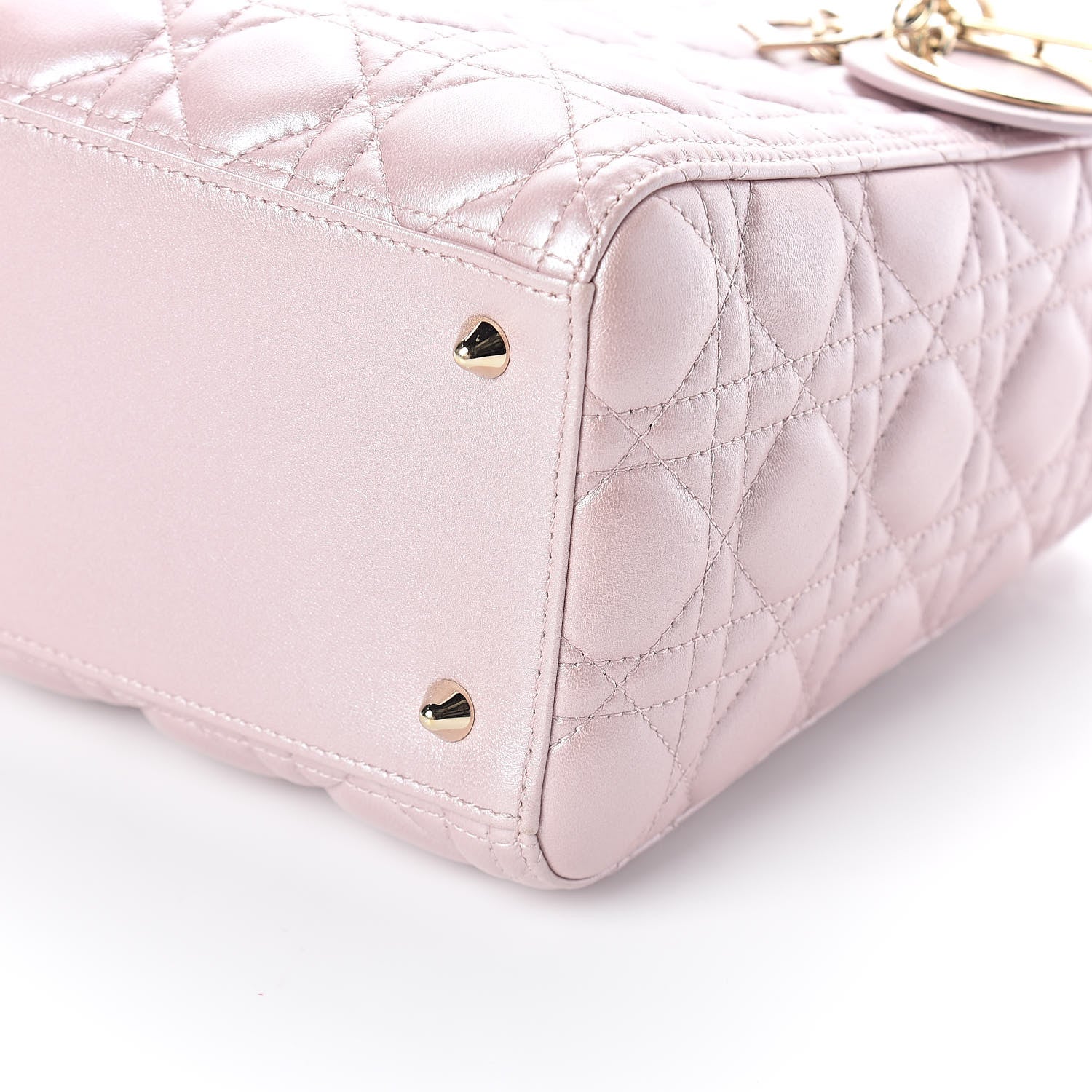 Christian Dior Pearly Lambskin Cannage Medium Lady Dior Lotus 9 of 9