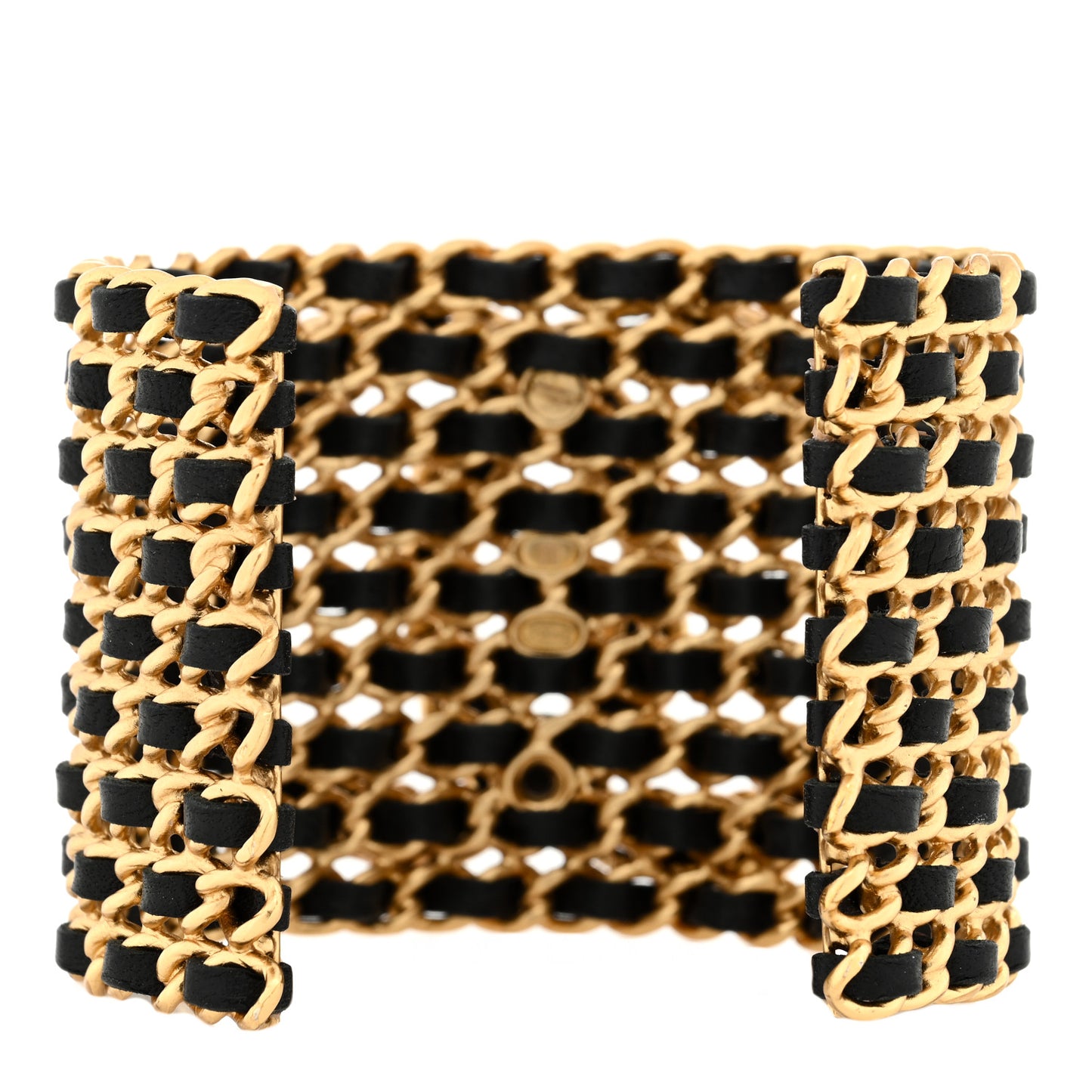 Lambskin Crystal Chain CC Cuff Bracelet Black Gold Multicolor