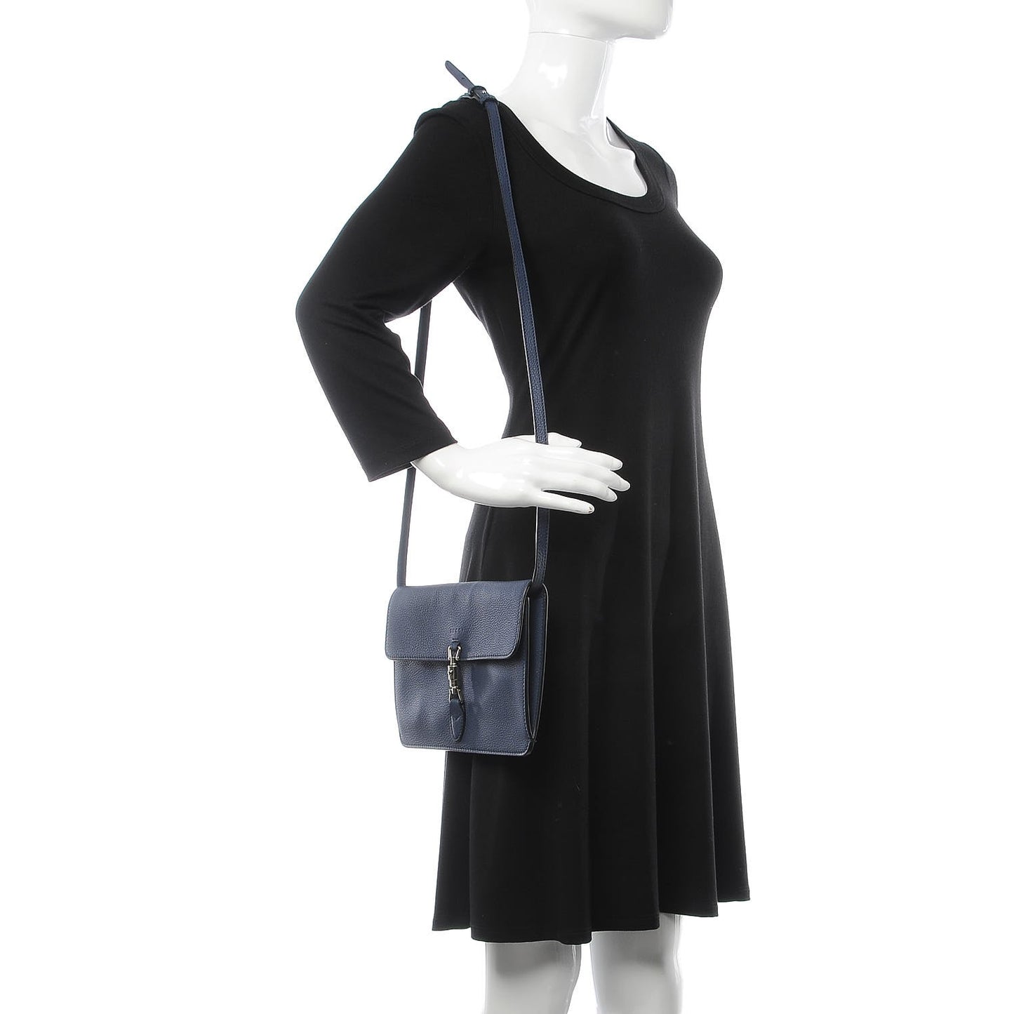Grand Prix Calfskin Jackie Convertible Shoulder Bag Blue Marine