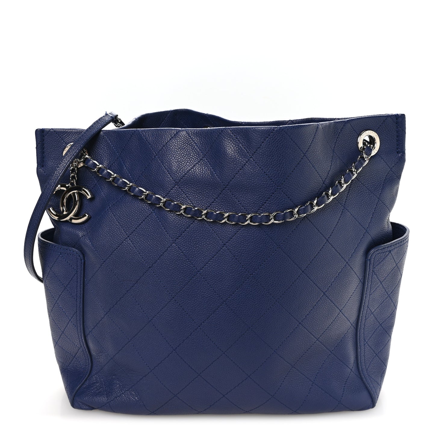 Caviar Stitched CC Pocket Tote Navy Blue