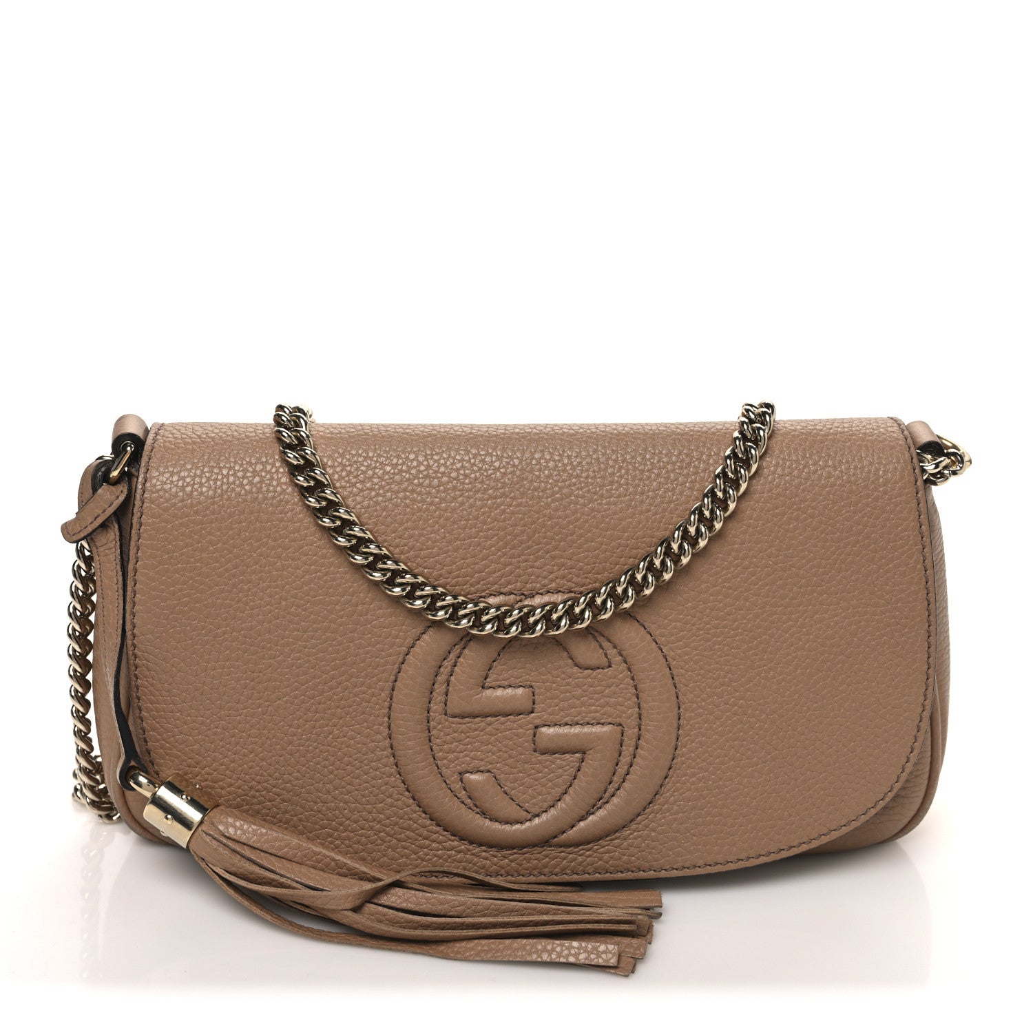 Gucci Pebbled Calfskin Medium Soho Flap Crossbody Camelia 1 of 10