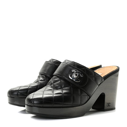 Chanel Lambskin Quilted CC Turn Lock Clogs 39.5 Black 2 of 11