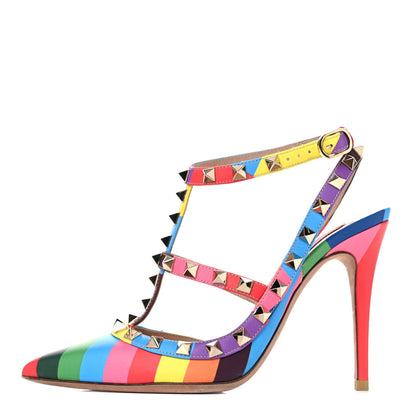 Valentino Garavani Calfskin 1973 Rockstud Ankle Strap 100mm Pumps 35.5 Multicolor 1 of 12