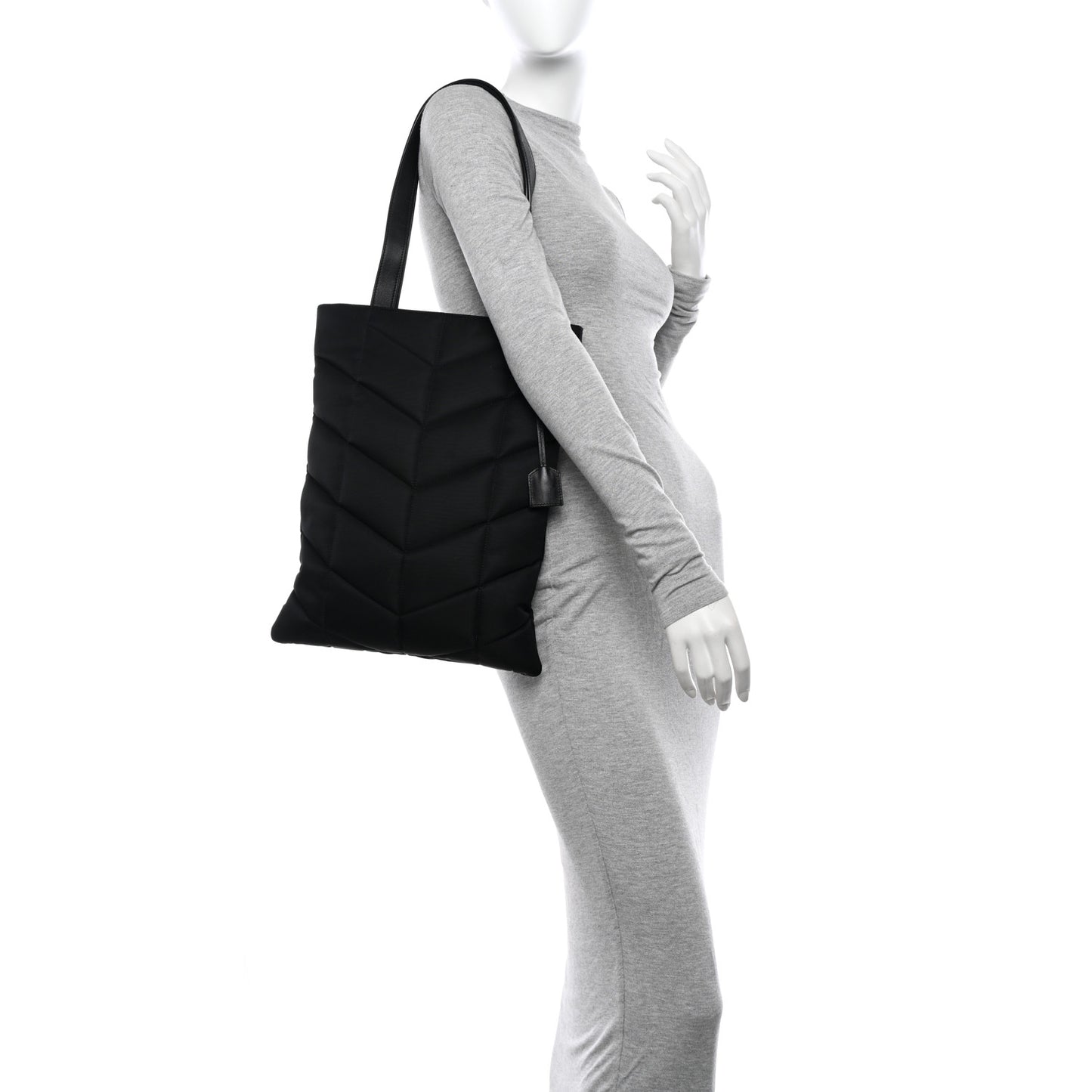 Nylon Puffer Tote Bag Black