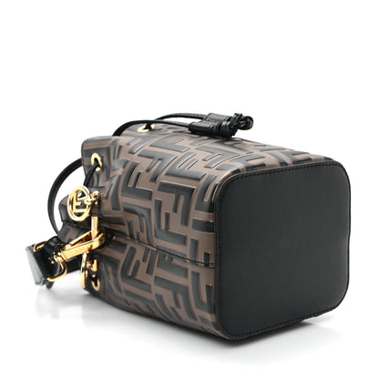 Fendi Vitello Liberty F is Fendi Bi-Color FF 1974 Embossed Mini Mon Tresor Bucket Bag Maya Black 4 of 11