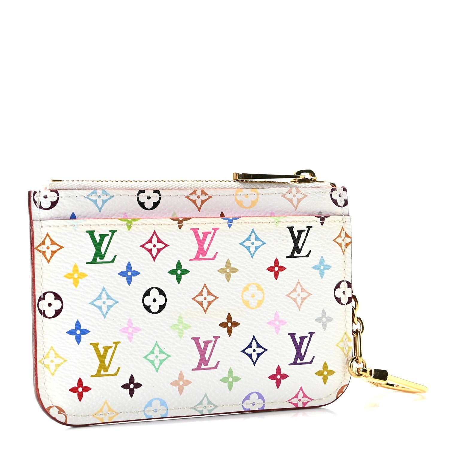 Louis Vuitton Monogram Multicolor Key Pouch White Litchi 3 of 8