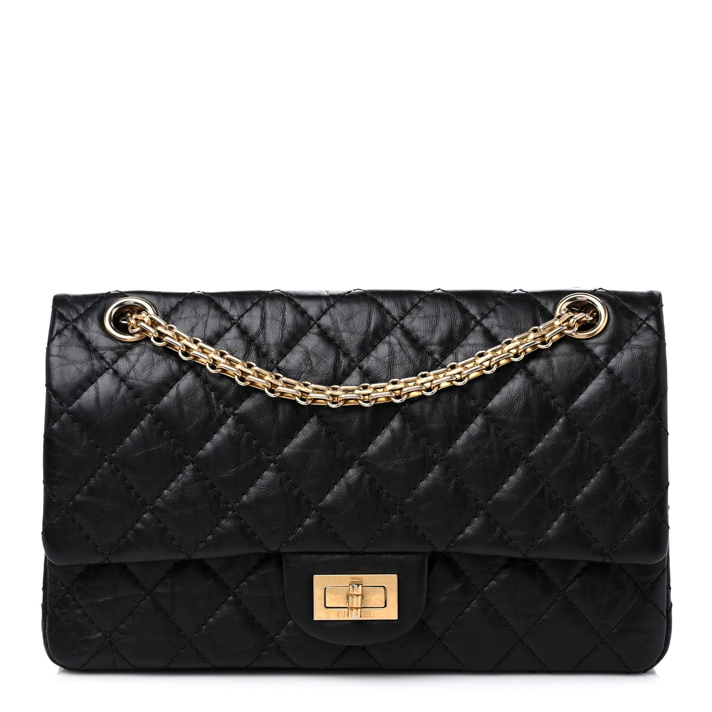 Aged Calfskin Quilted 2.55 Reissue 225 Flap Black