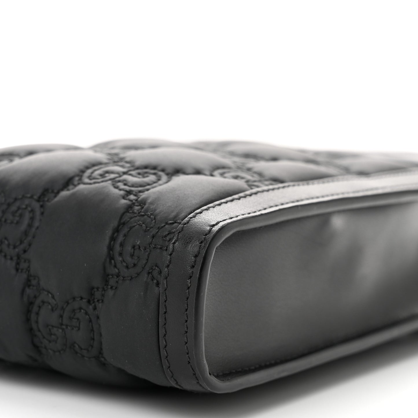 Nylon Calfskin Enamel GG Matelasse Mini Top Slip Handle Crossbody Bag Black