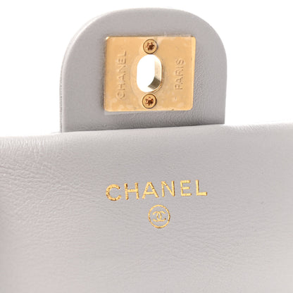 Chanel Calfskin Quilted Lady Handle Flap Card Holder With Chain Grey 6 of 10
