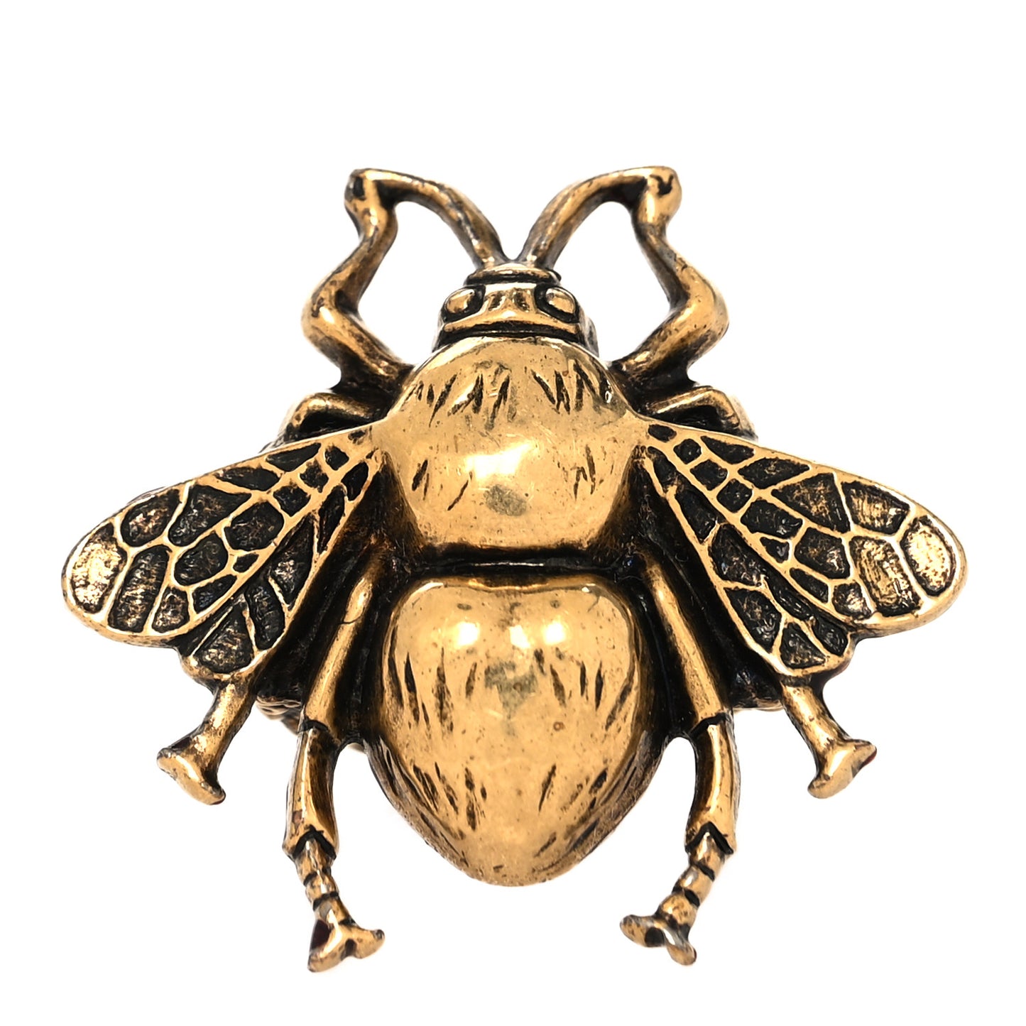 Metal Enamel Bee Ring 6 Aged Gold