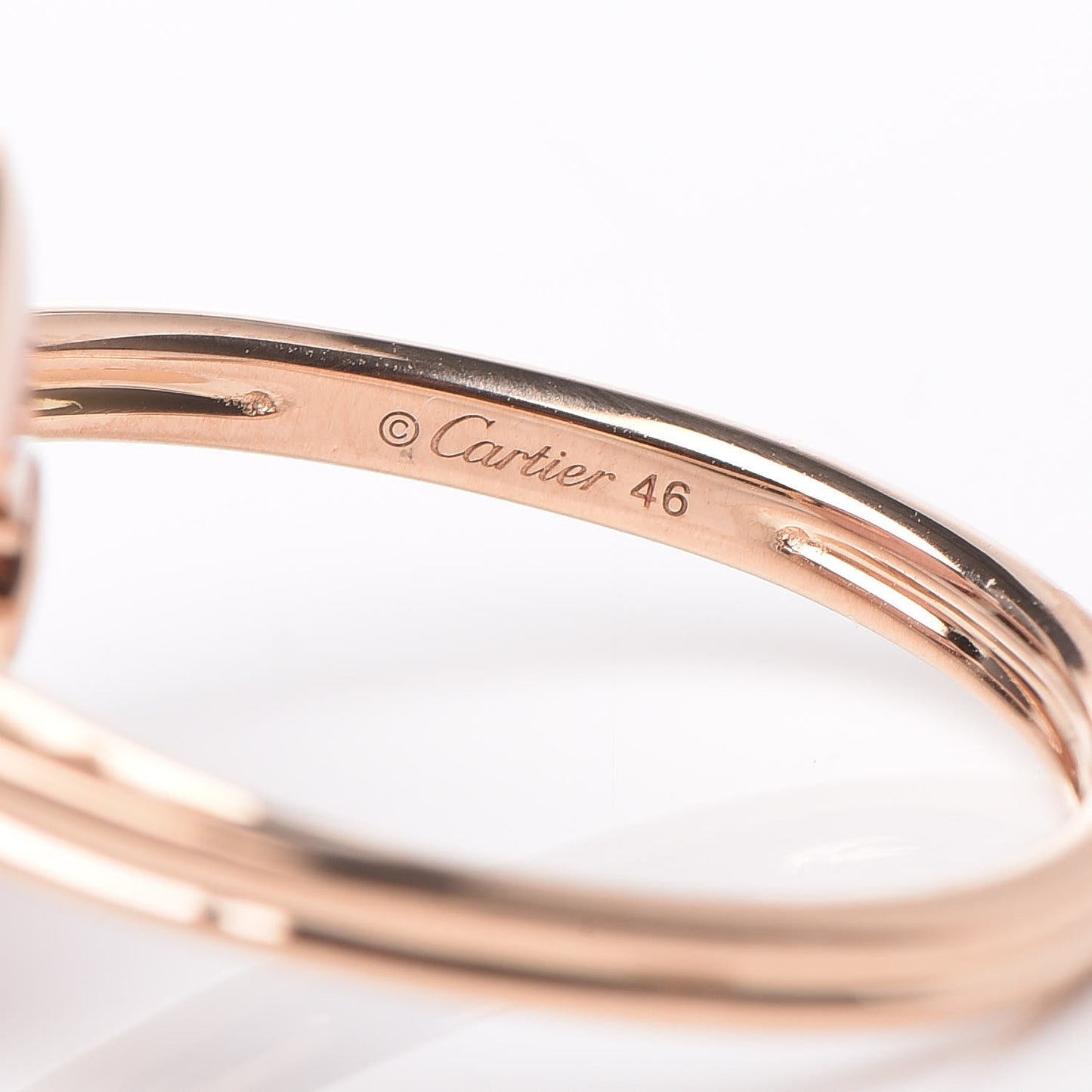 18K Pink Gold Diamond Pink Opal Amulette de Cartier Ring 46 3.75