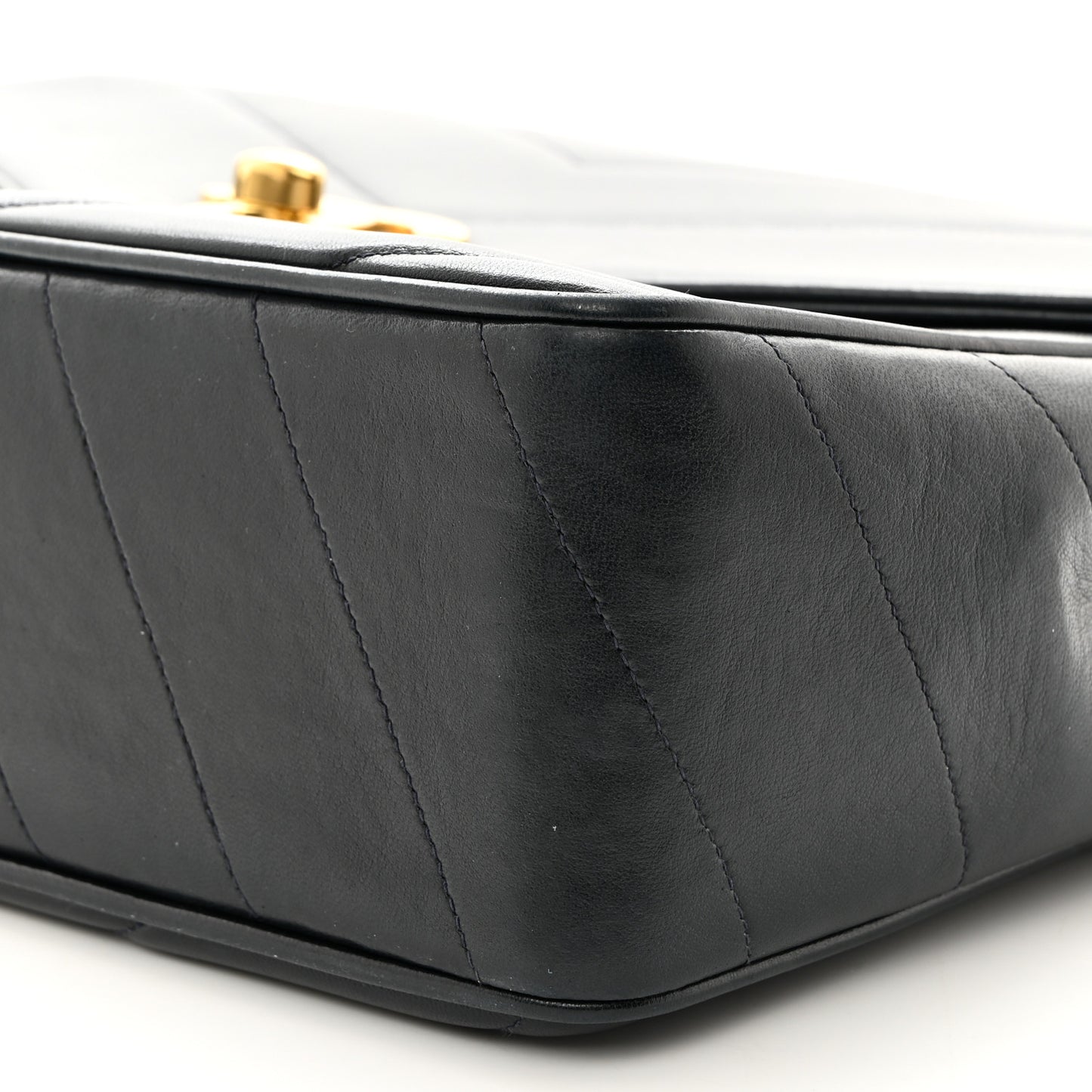 Lambskin Chevron Quilted Jumbo Single Flap Navy