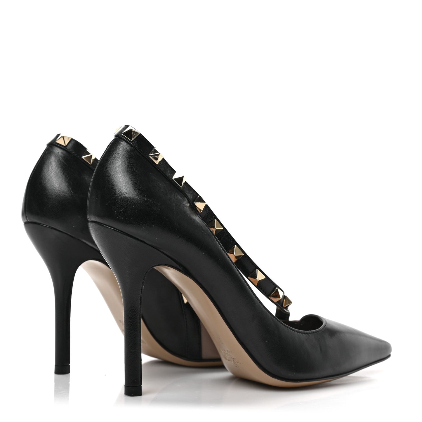 Nappa Rockstud Cross Strap d'Orsay 105mm Pumps 37.5 Black Poudre
