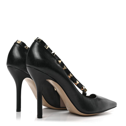 Valentino Garavani Nappa Rockstud Cross Strap d'Orsay 105mm Pumps 37.5 Black Poudre 4 of 8