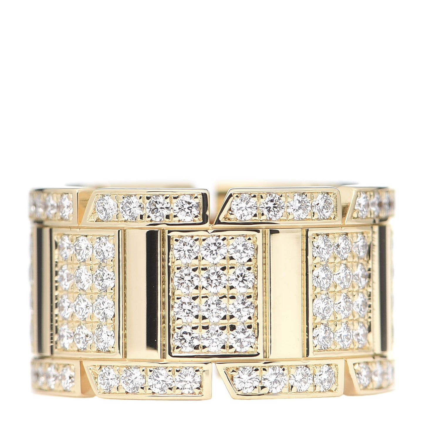 18K Yellow Gold Diamond Tank Francaise Ring 50 5.25