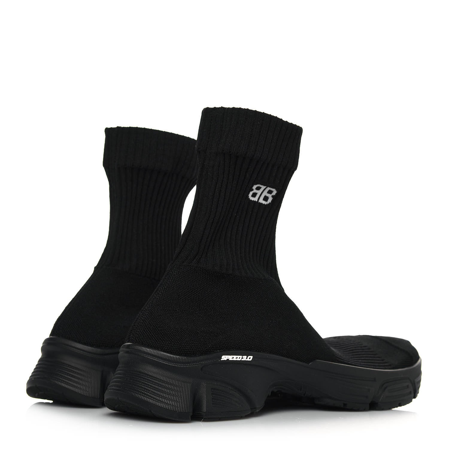 Balenciaga Technical Ribbed 3D Recycled Knit Womens Speed 3.0 Sneakers 40 Monocolor Black 4 of 7