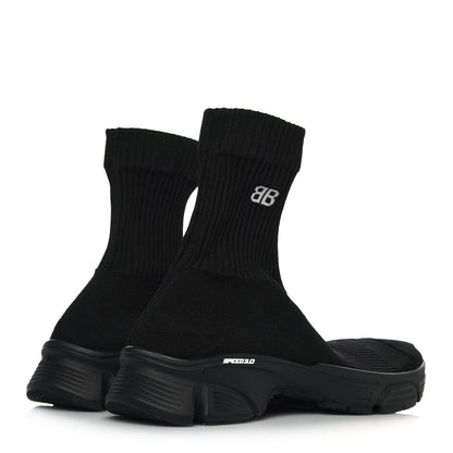 Balenciaga Technical Ribbed 3D Recycled Knit Womens Speed 3.0 Sneakers 40 Monocolor Black 4 of 7