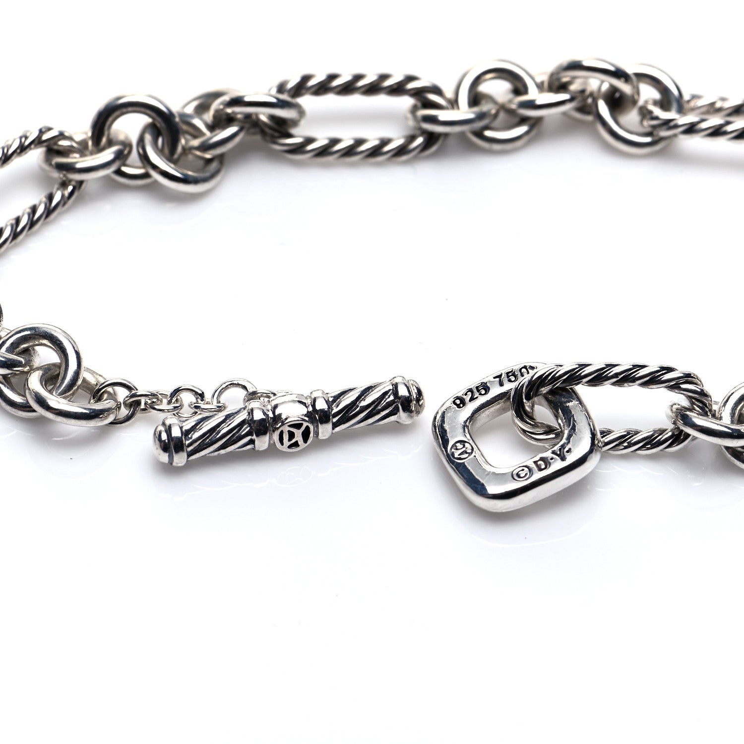 David Yurman Sterling Silver 18K Yellow Gold Cable Heart Charm Bracelet 5 of 5