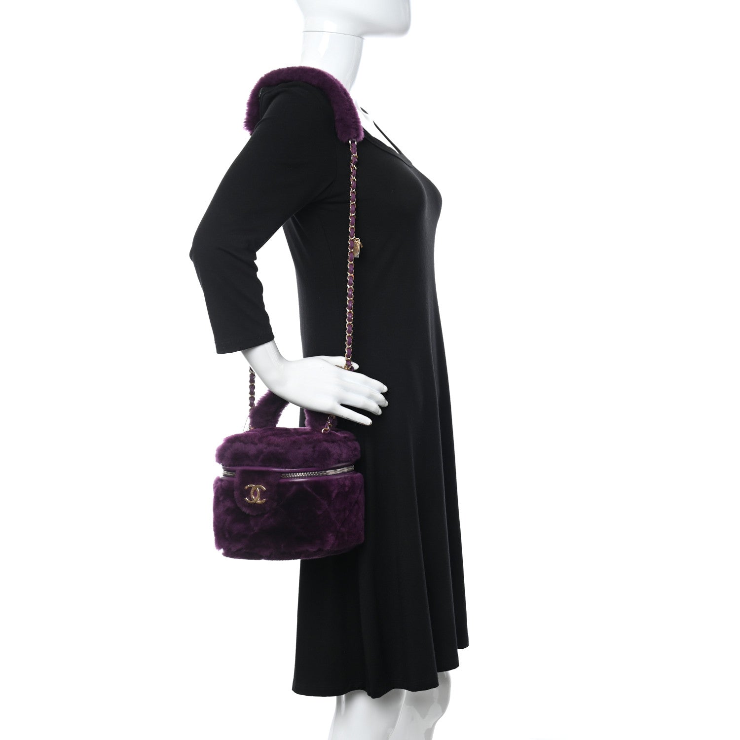 Chanel Shearling Lambskin Quilted Small Vanity Case Purple 2 of 10