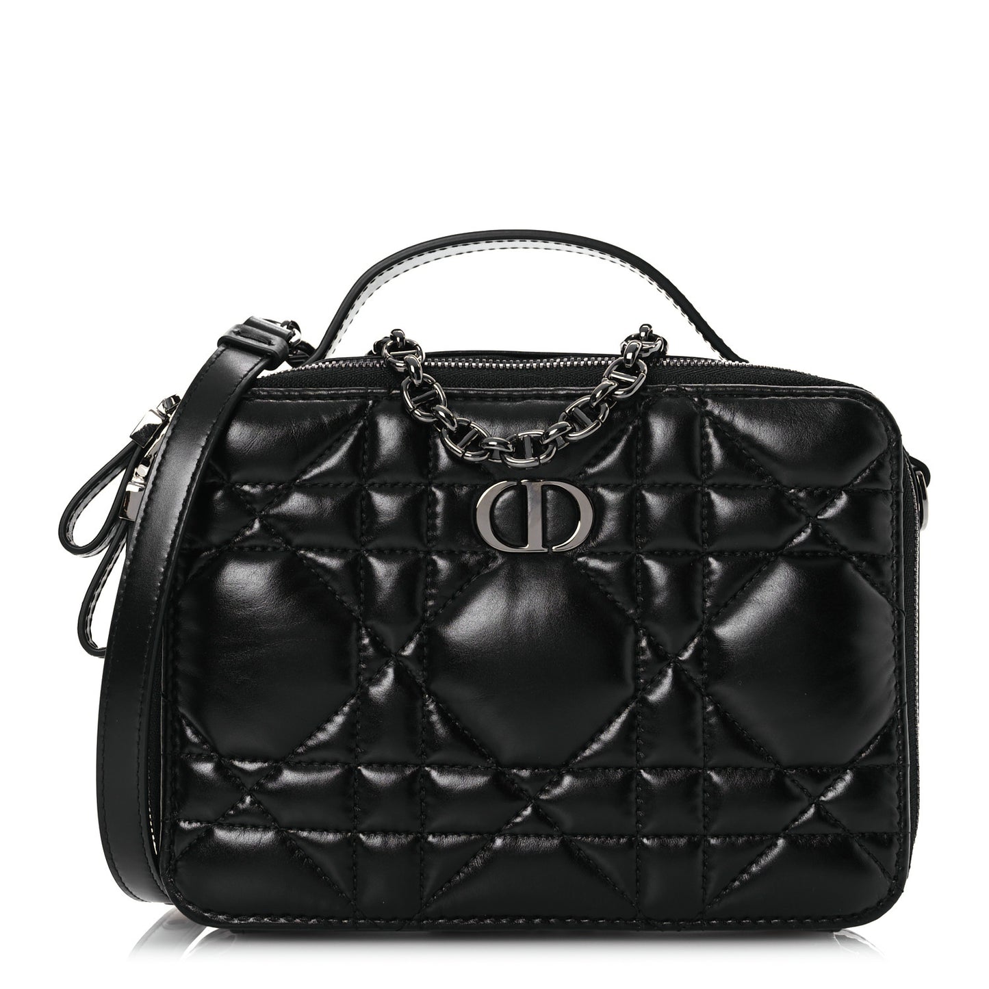 Calfskin Macrocannage Caro Box Bag Black
