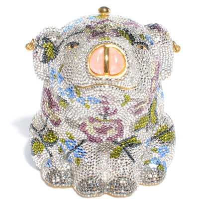 Judith Leiber Crystal Floral Pig Minaudiere Clutch 1 of 8