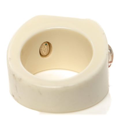 Chanel Glitter Resin CC Ring 53 6.5 White 4 of 4