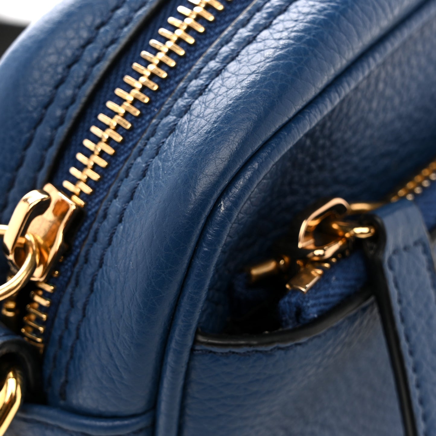 Grained Calfskin Medusa Crossbody Blue