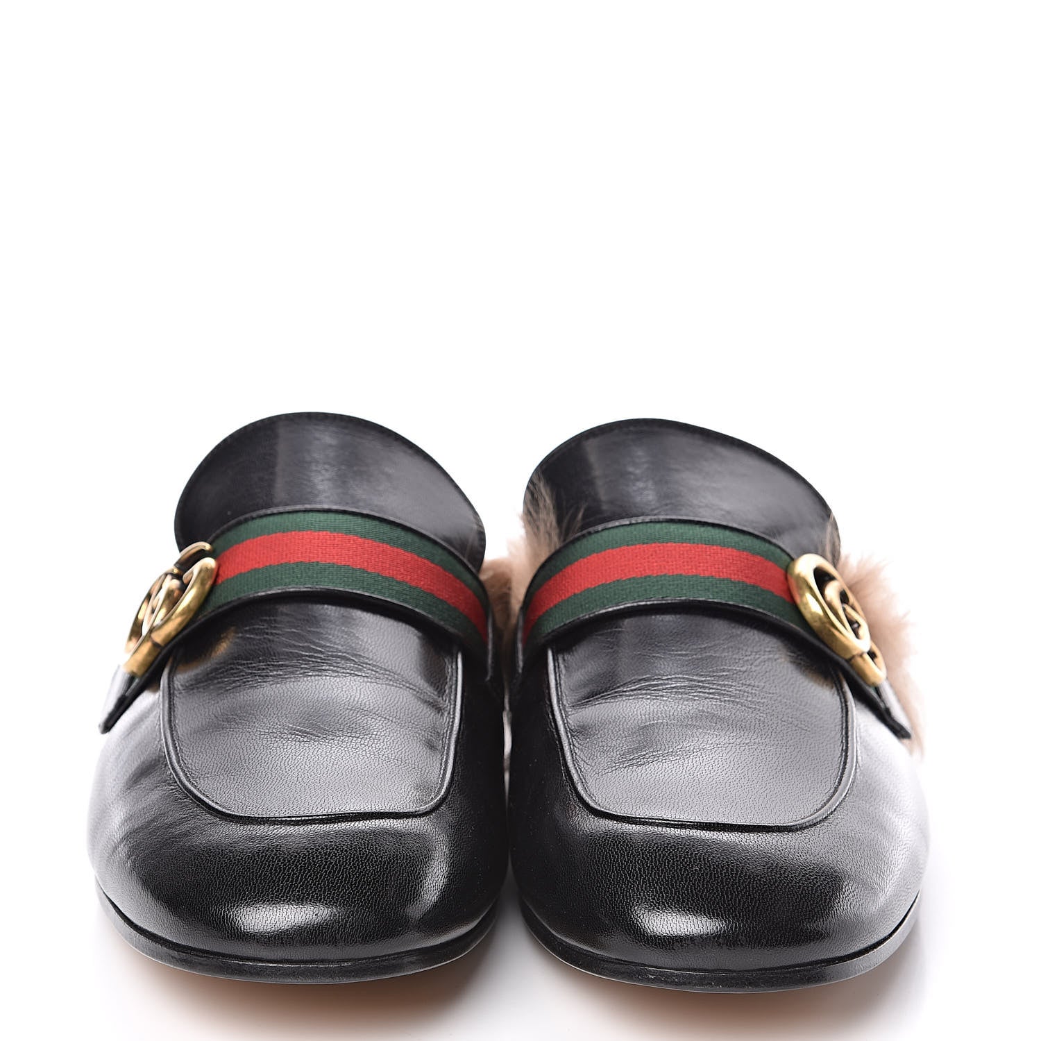 Gucci Goatskin Fur Web GG Mens Princetown Slippers 11 Black 2 of 8