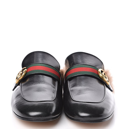 Gucci Goatskin Fur Web GG Mens Princetown Slippers 11 Black 2 of 8