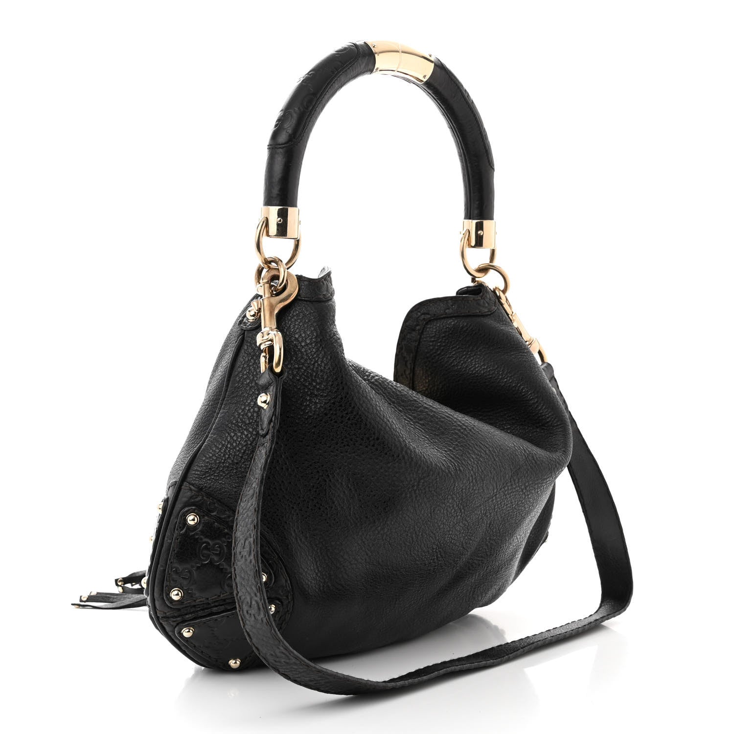 Gucci Calfskin Medium Indy Top Handle Hobo Black 3 of 10