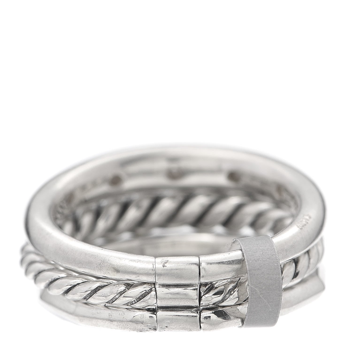 David Yurman Sterling Silver Diamond 9mm Stax Narrow Ring 54 7 3 of 5