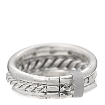 David Yurman Sterling Silver Diamond 9mm Stax Narrow Ring 54 7 3 of 5