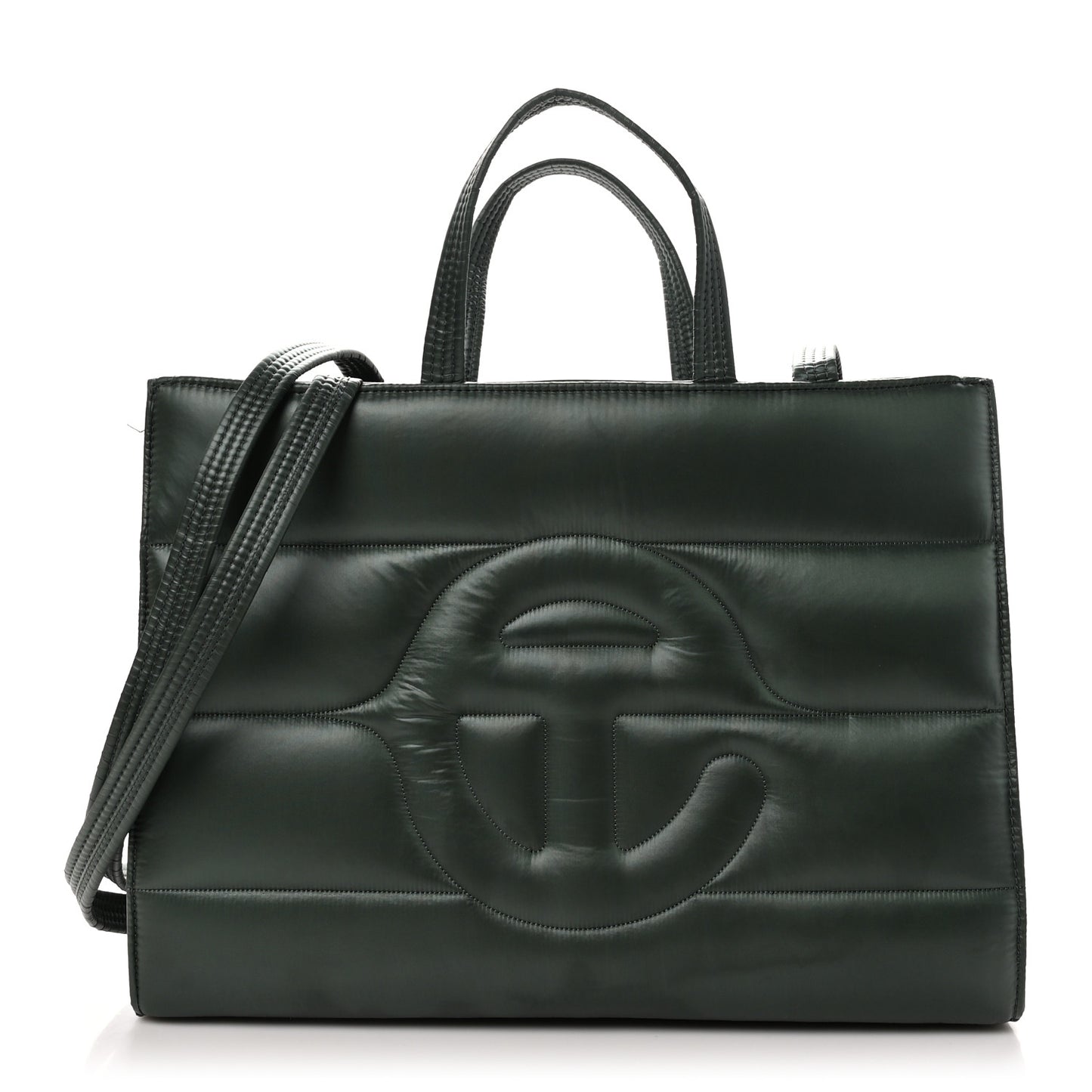 Nylon Medium Puff Shopping Bag Green