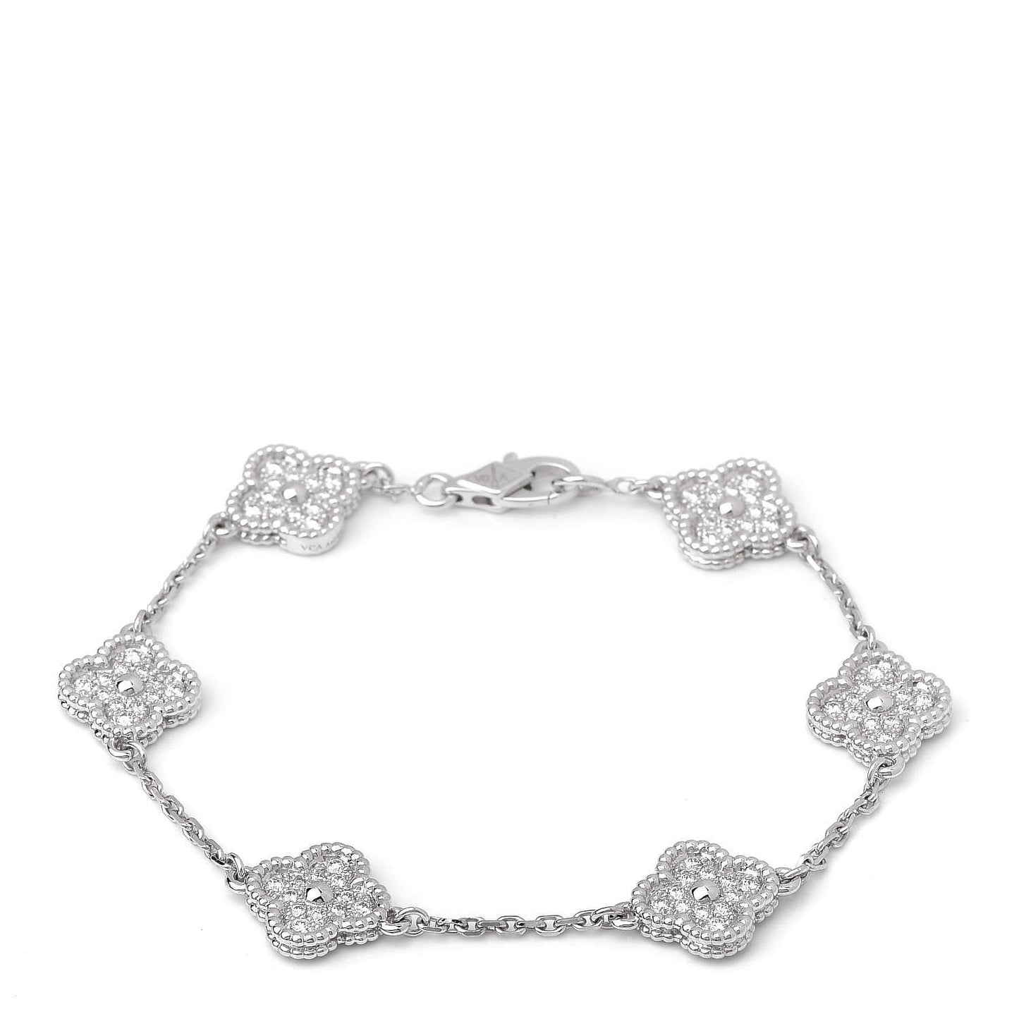 18K White Gold Diamond 6 Motifs Sweet Alhambra Bracelet