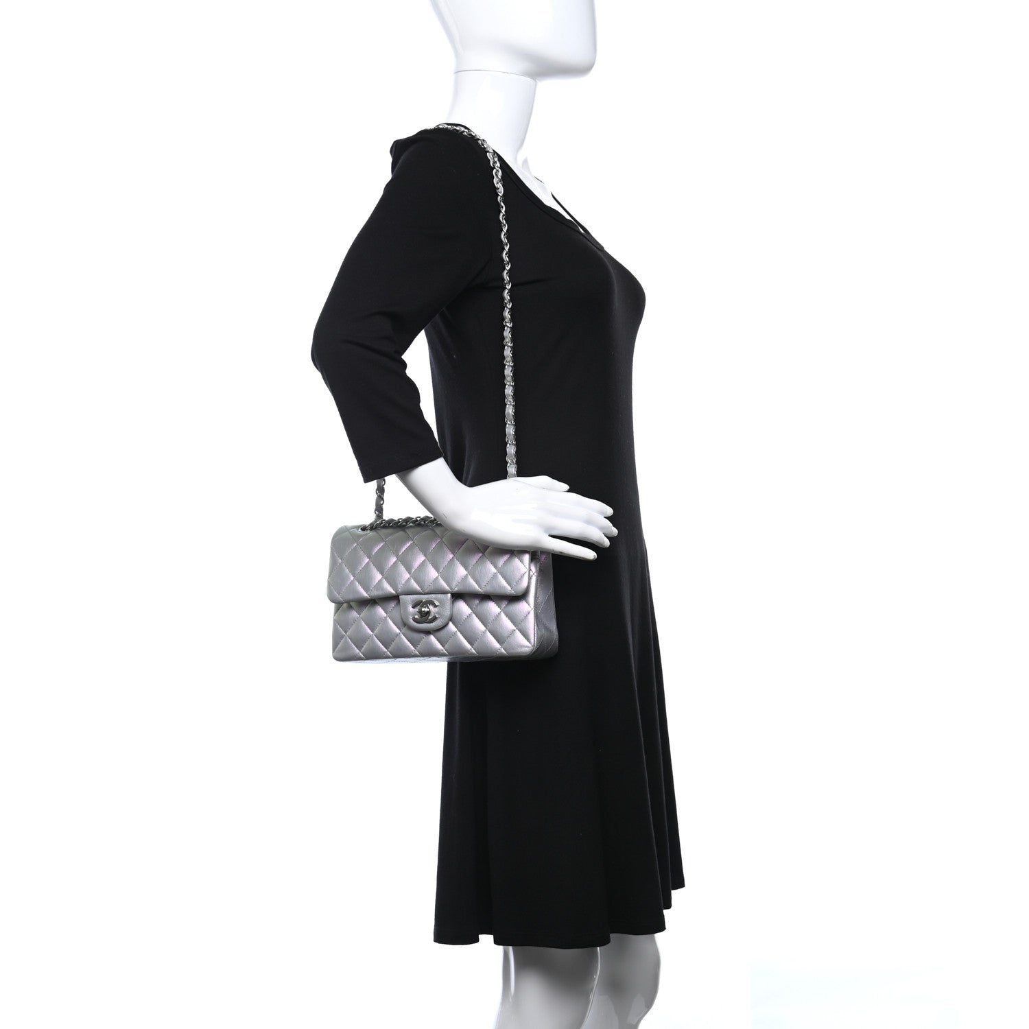 Chanel Iridescent Calfskin Quilted Small Double Flap Purple 2 of 9