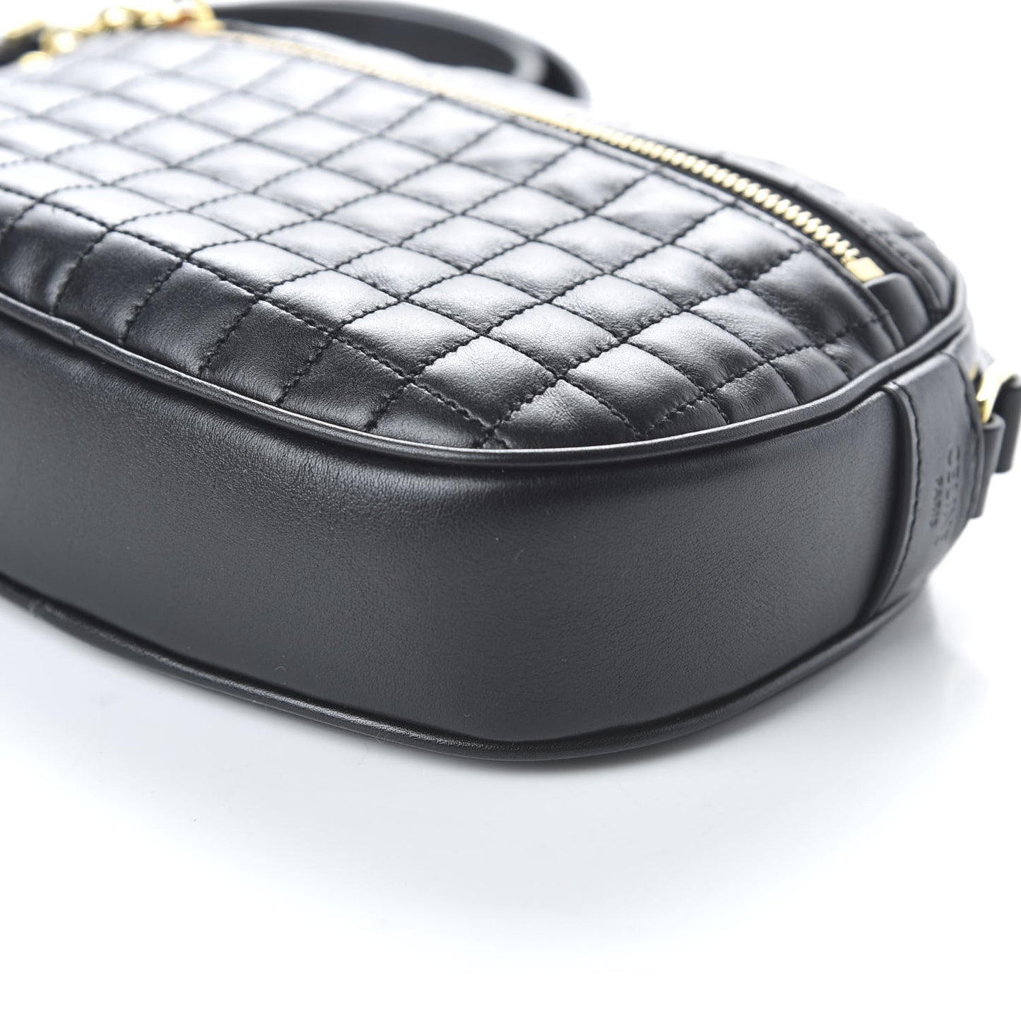 Calfskin Quilted Small C Charm Bag Black