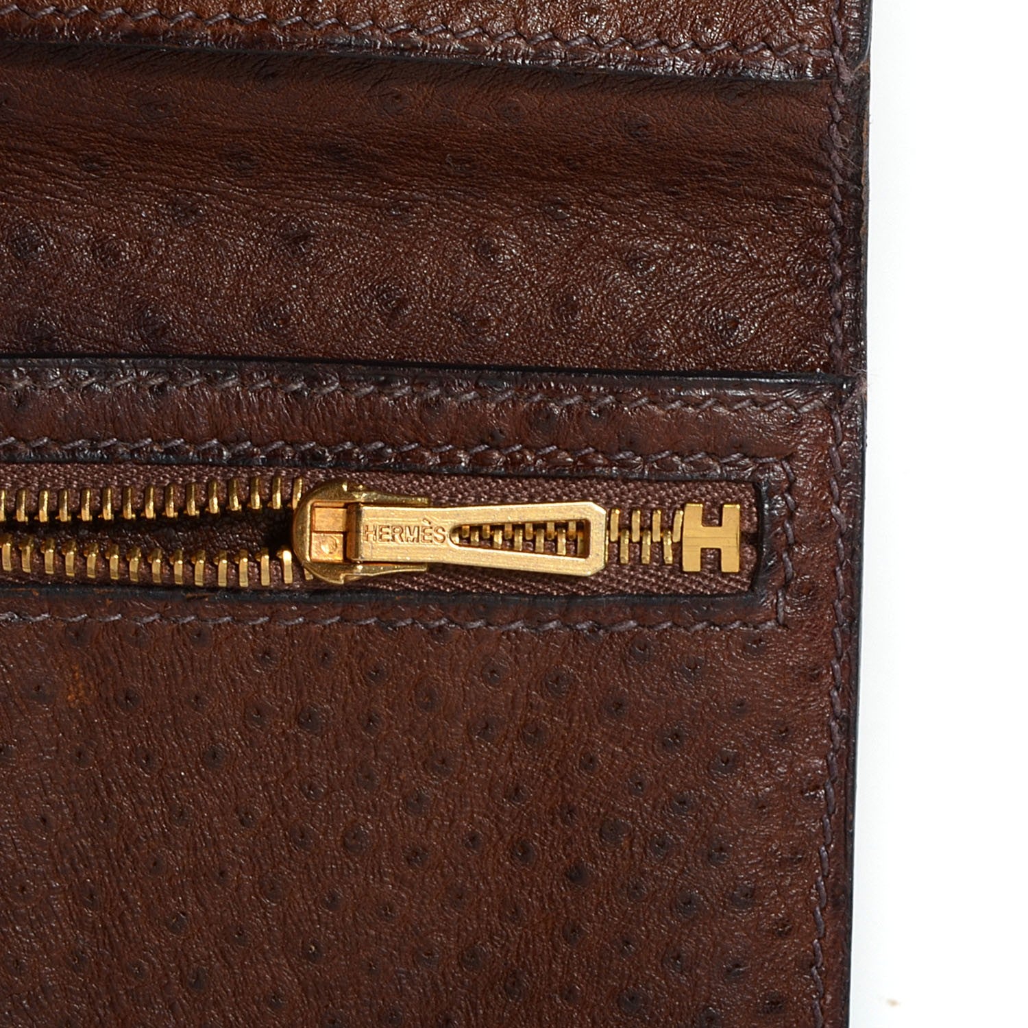 Hermes Ostrich Bearn Wallet Chocolate 7 of 9