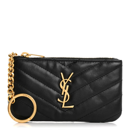 Saint Laurent Calfskin Matelasse Monogram Key Pouch Black 1 of 14