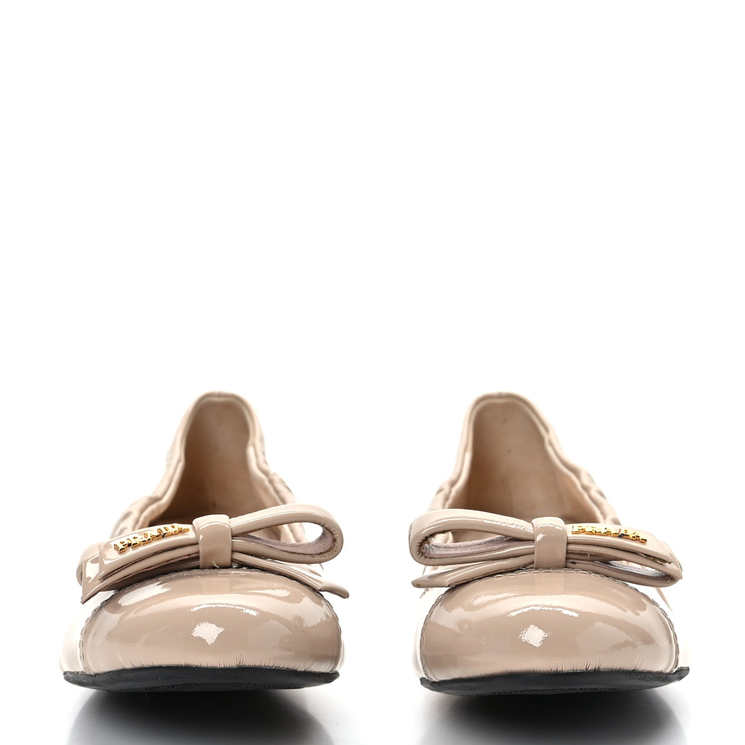 Prada Vernice Ballet Bow Flats 38 Beige 2 of 7