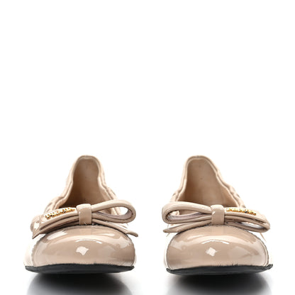 Prada Vernice Ballet Bow Flats 38 Beige 2 of 7