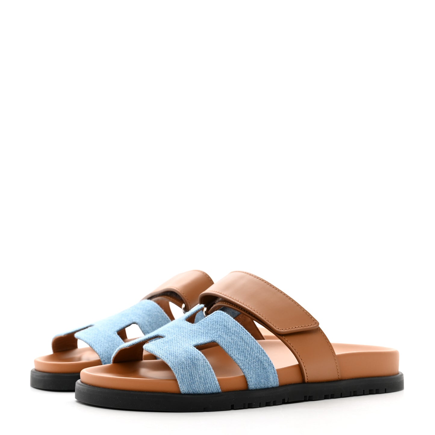Denim Calfskin Womens Chypre Sandals 36 Bleu Clair Naturel